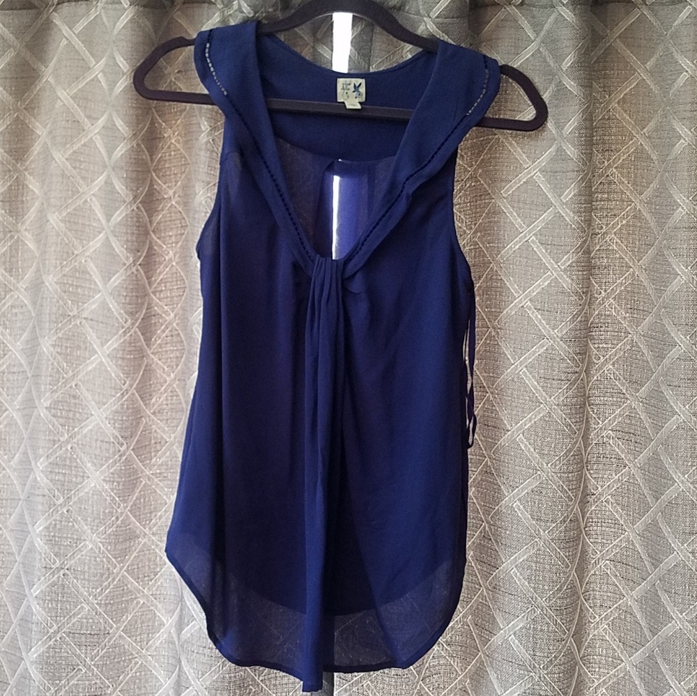 EUC blue silk Anthro blouse